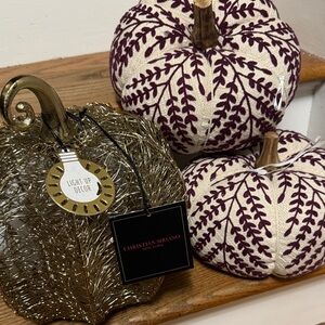 Christian Siriano Purple and Gold Decorative pumpkin set